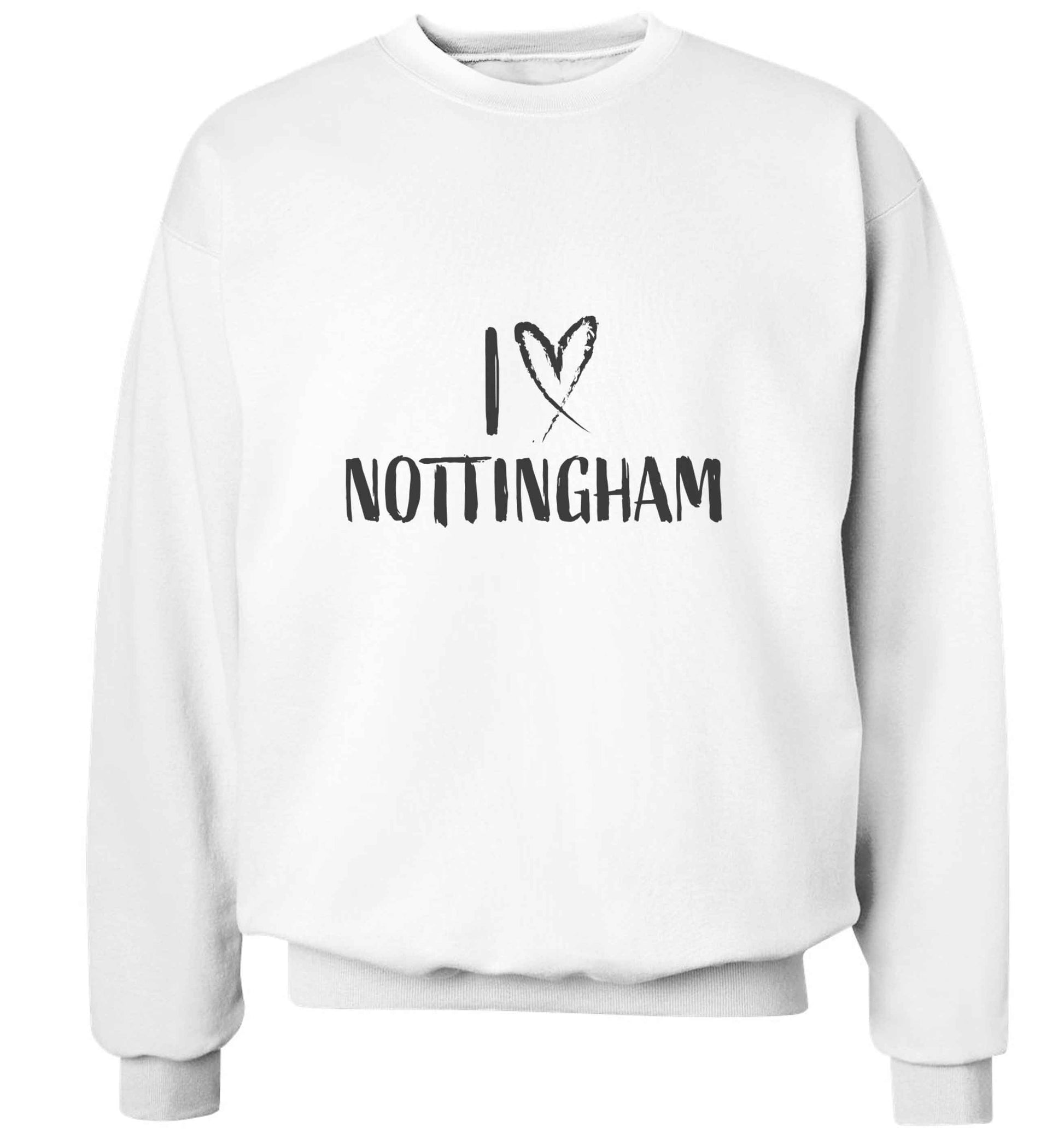 I love Nottingham adult's unisex white sweater 2XL