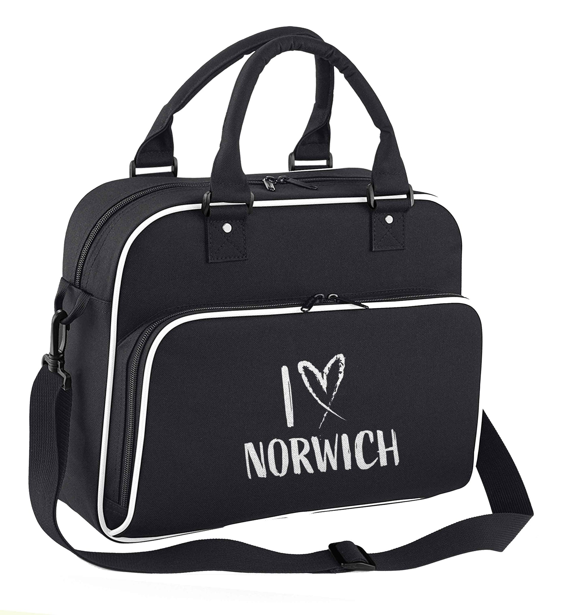 I love Norwich children's dance bag black with white detail