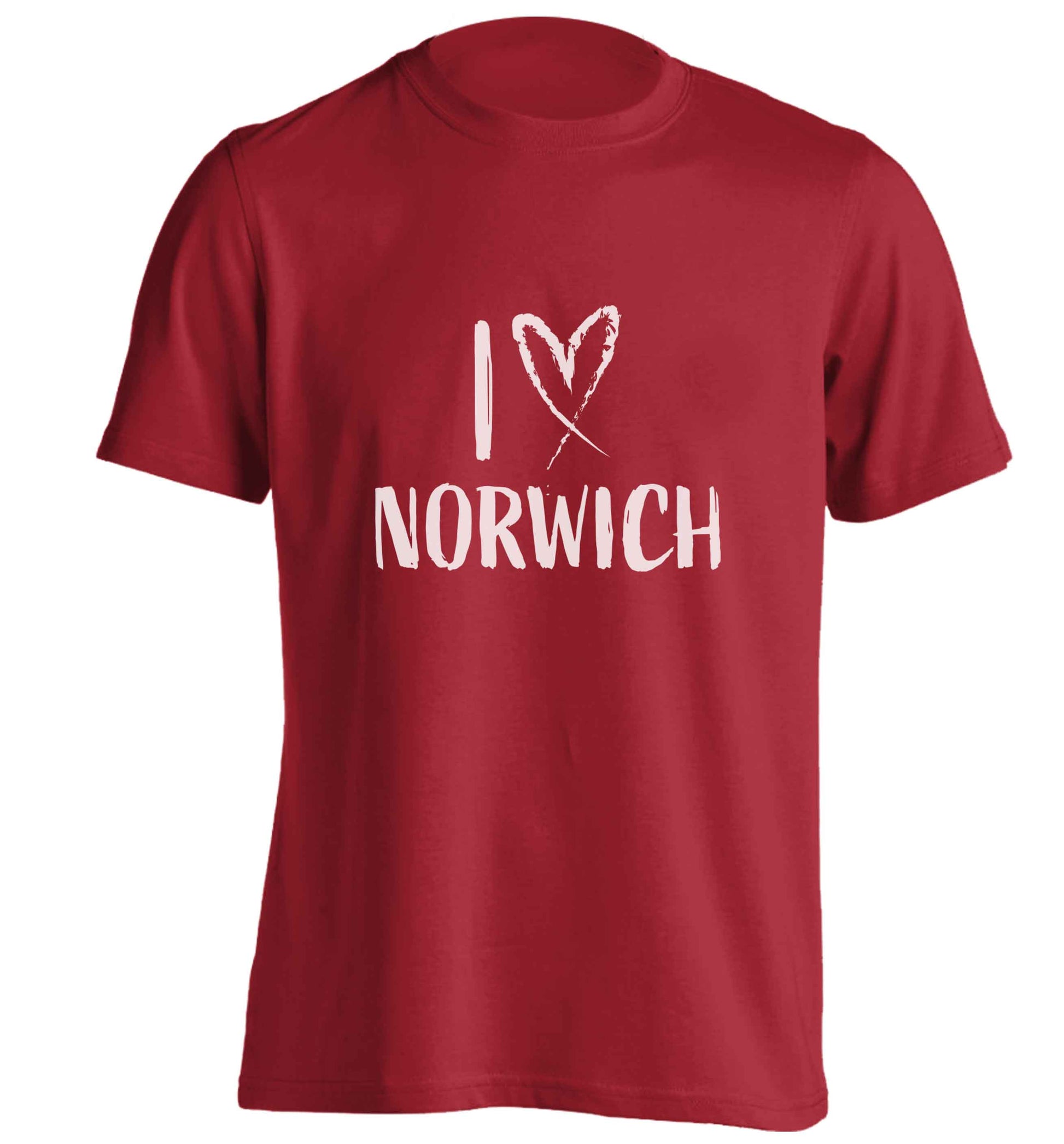 I love Norwich adults unisex red Tshirt 2XL
