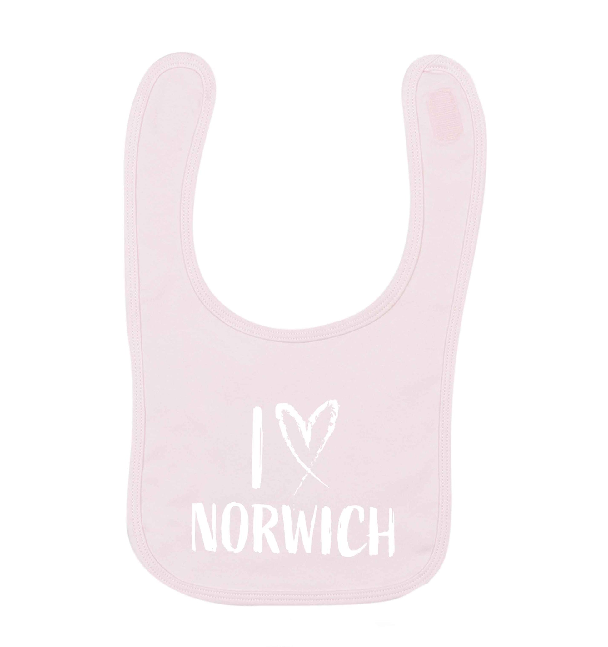 I love Norwich pale pink baby bib