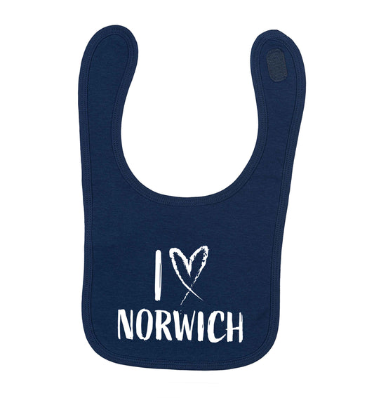 I love Norwich navy baby bib