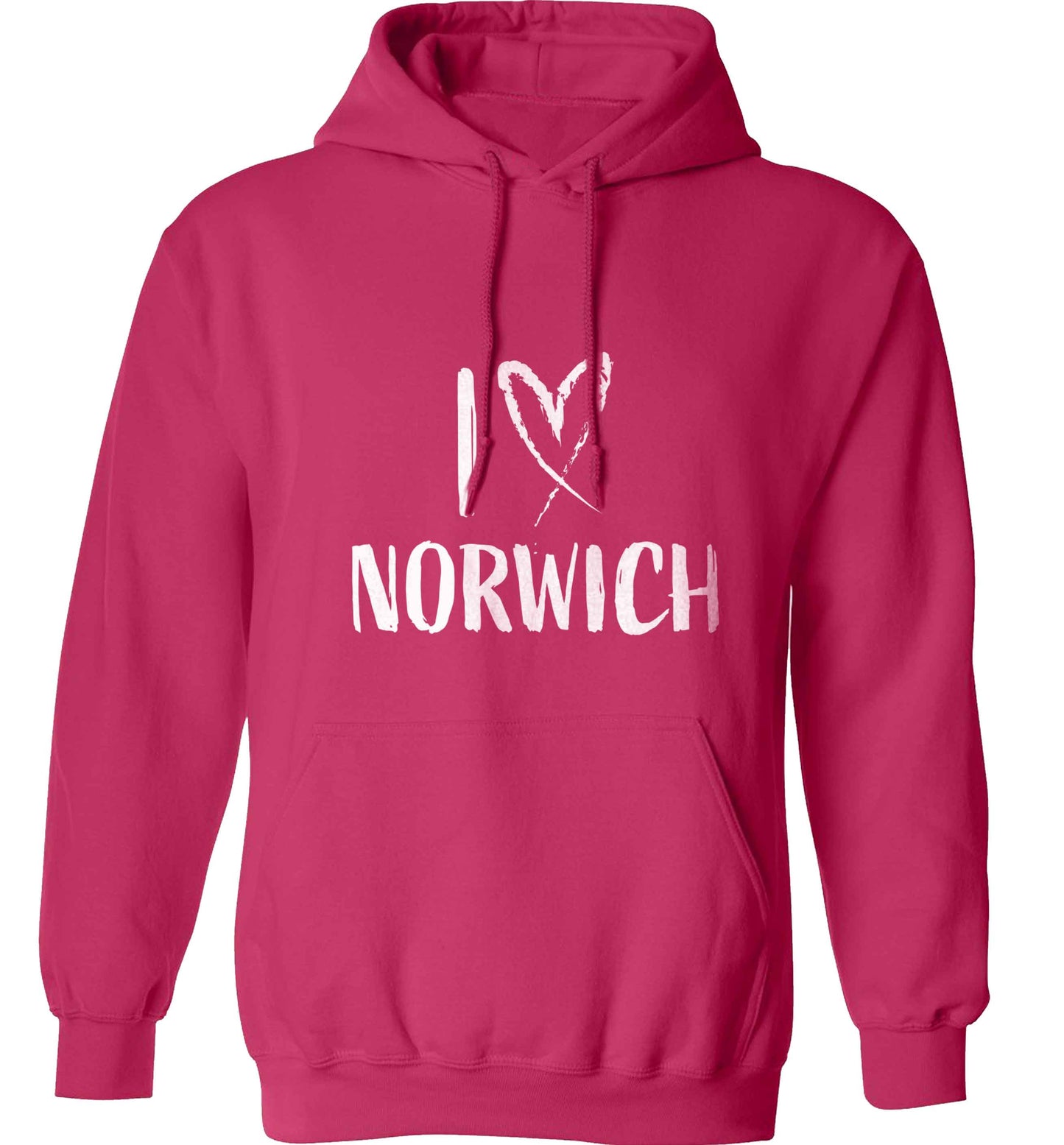 I love Norwich adults unisex pink hoodie 2XL