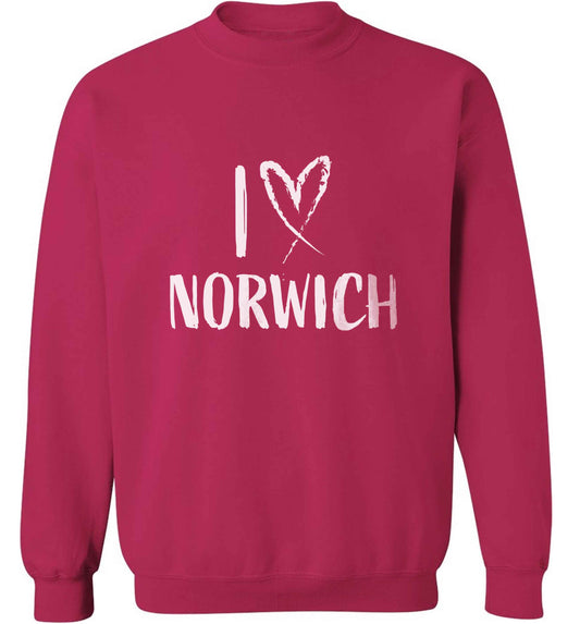 I love Norwich adult's unisex pink sweater 2XL