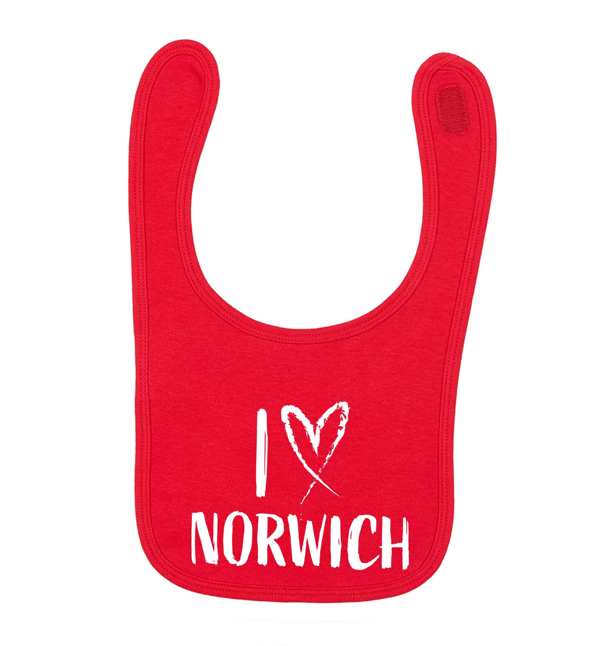 I love Norwich red baby bib