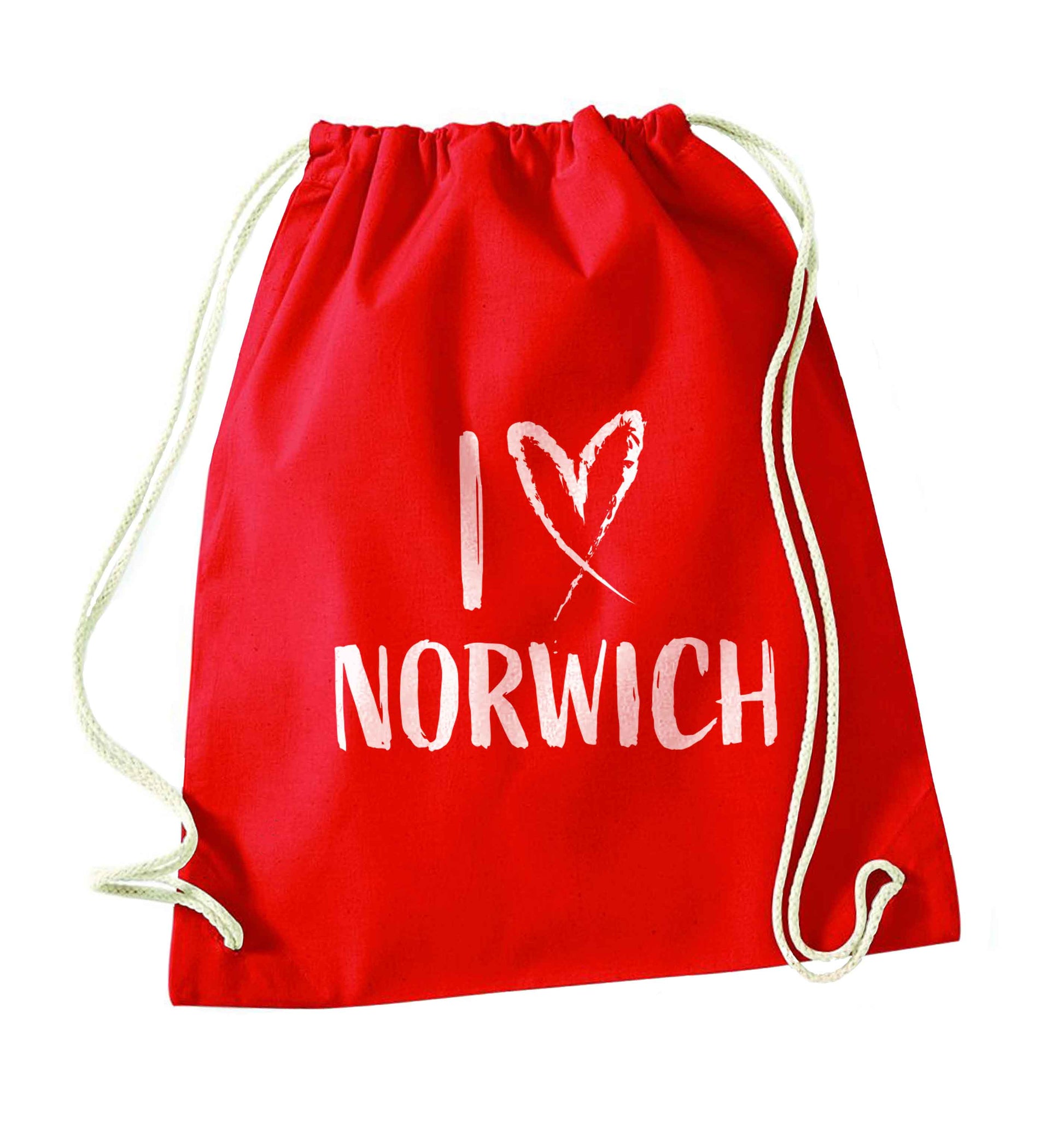 I love Norwich red drawstring bag 