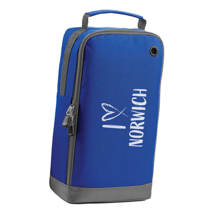 I love Norwich blue sports shoe bag horizontal print
