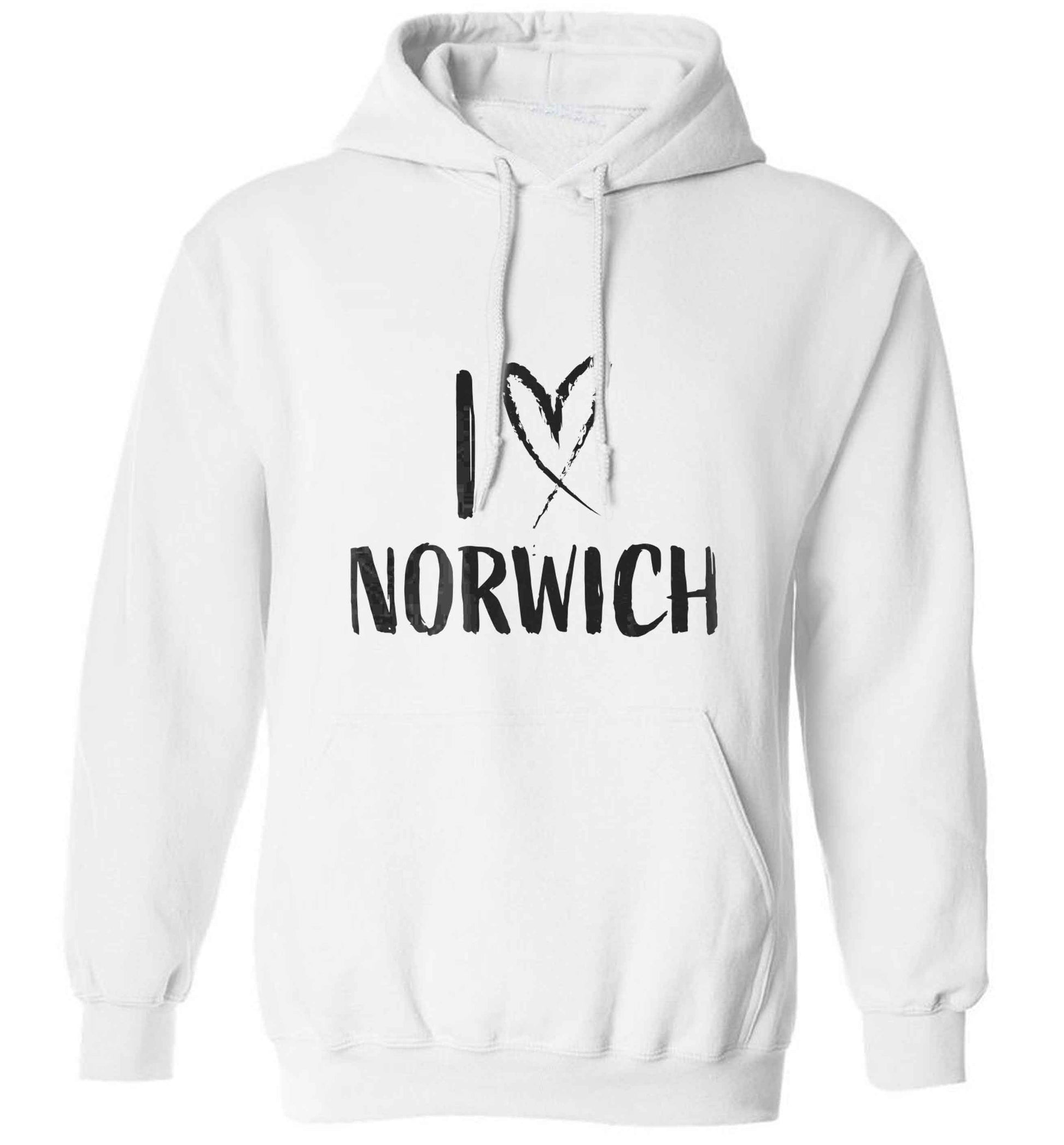 I love Norwich adults unisex white hoodie 2XL