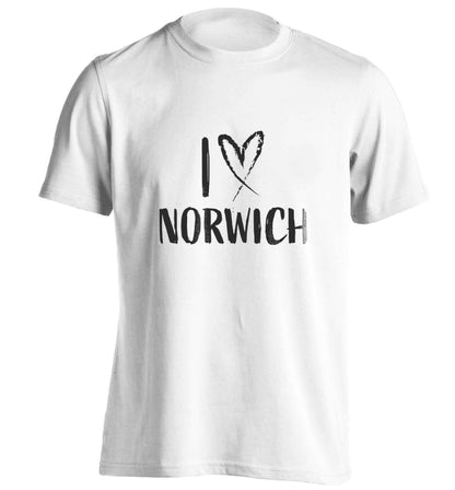 I love Norwich adults unisex white Tshirt 2XL