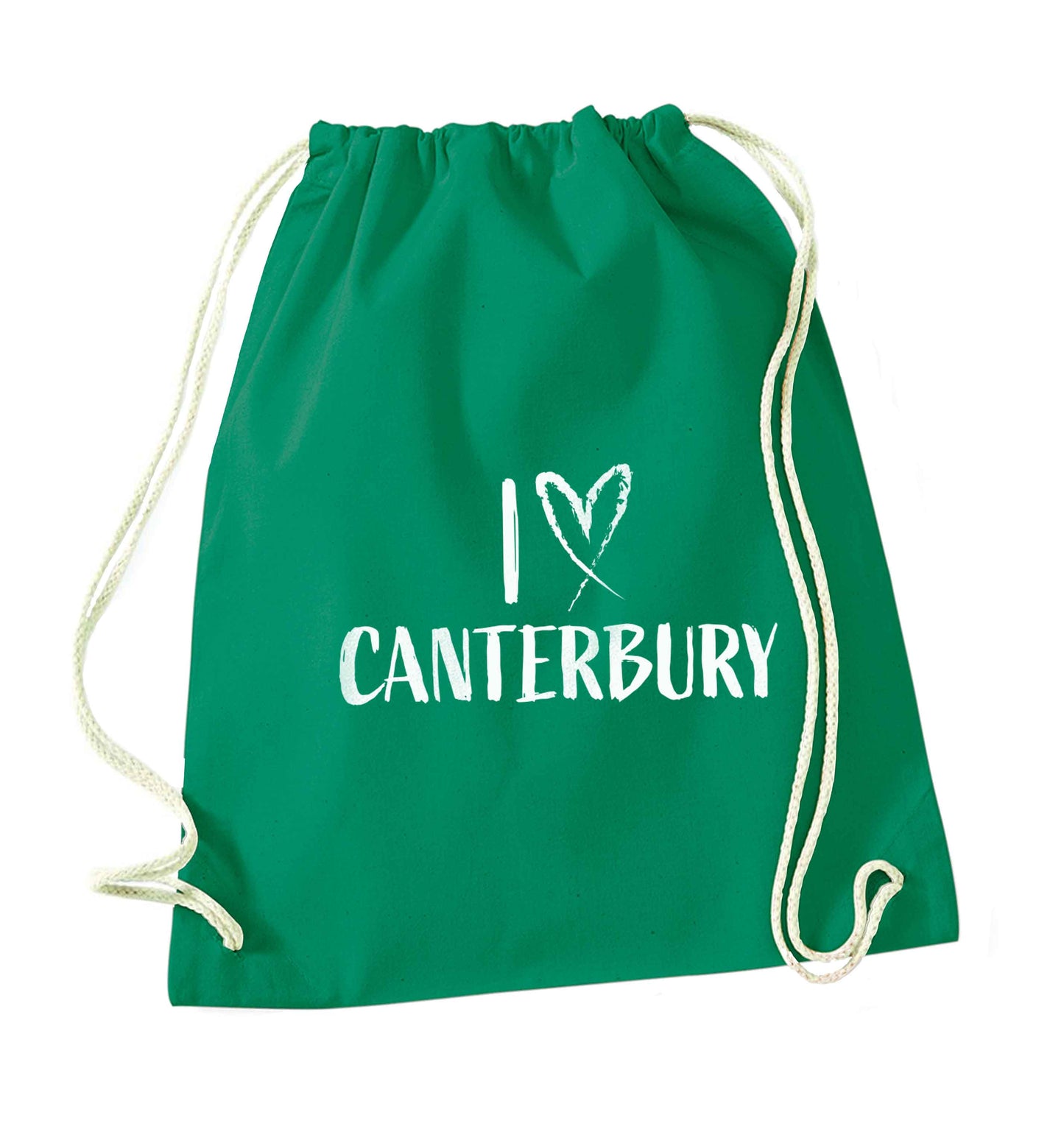 I love Canterbury green drawstring bag