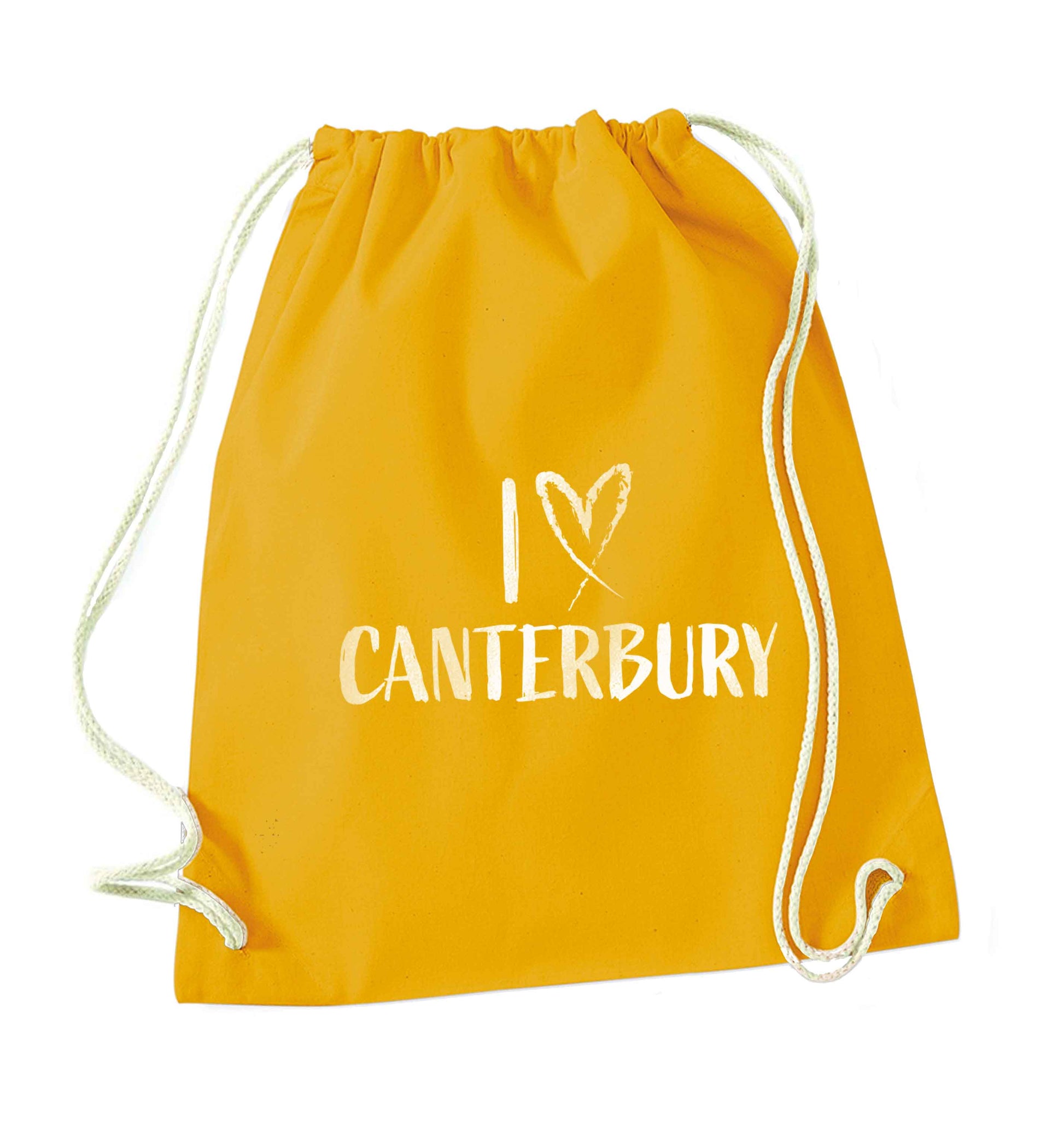 I love Canterbury mustard drawstring bag