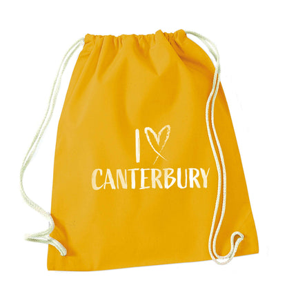 I love Canterbury mustard drawstring bag
