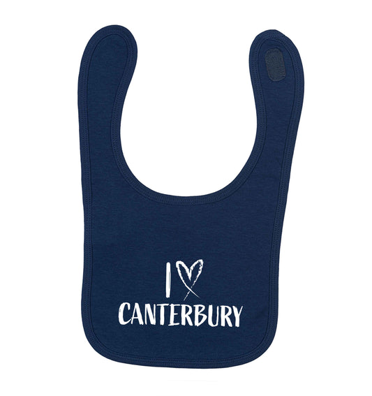 I love Canterbury navy baby bib