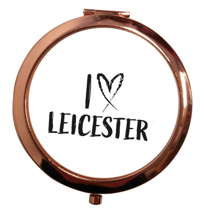 I love Leicester rose gold circle pocket mirror