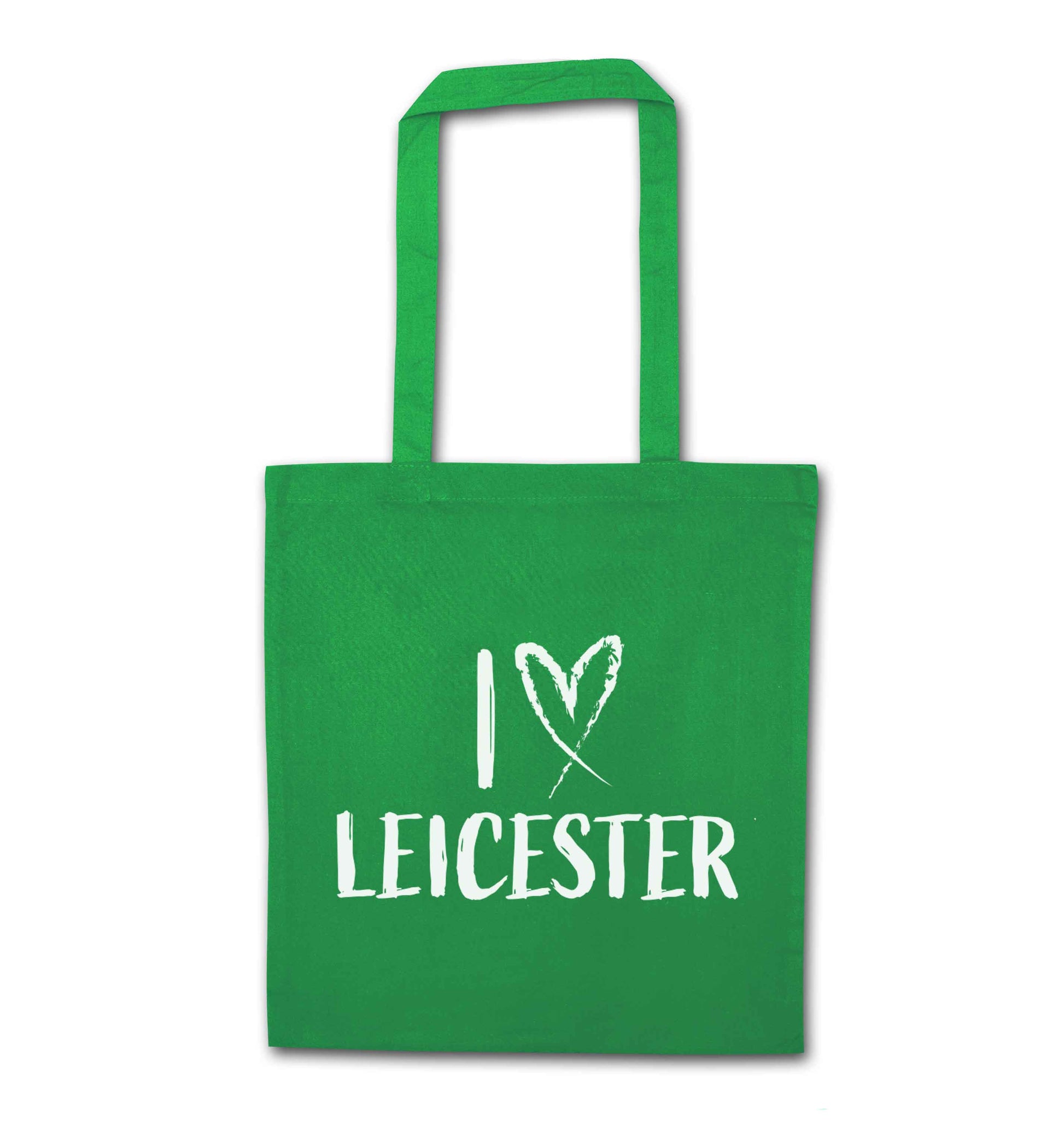 I love Leicester green tote bag