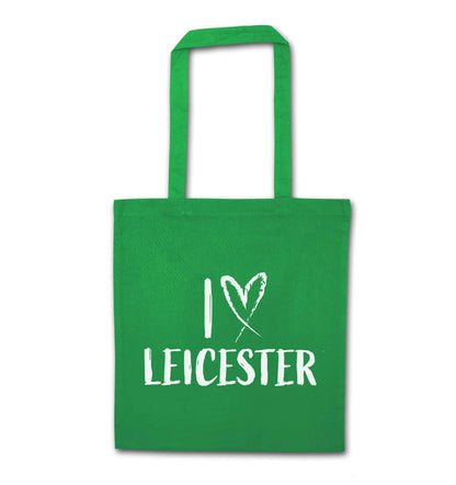 I love Leicester green tote bag