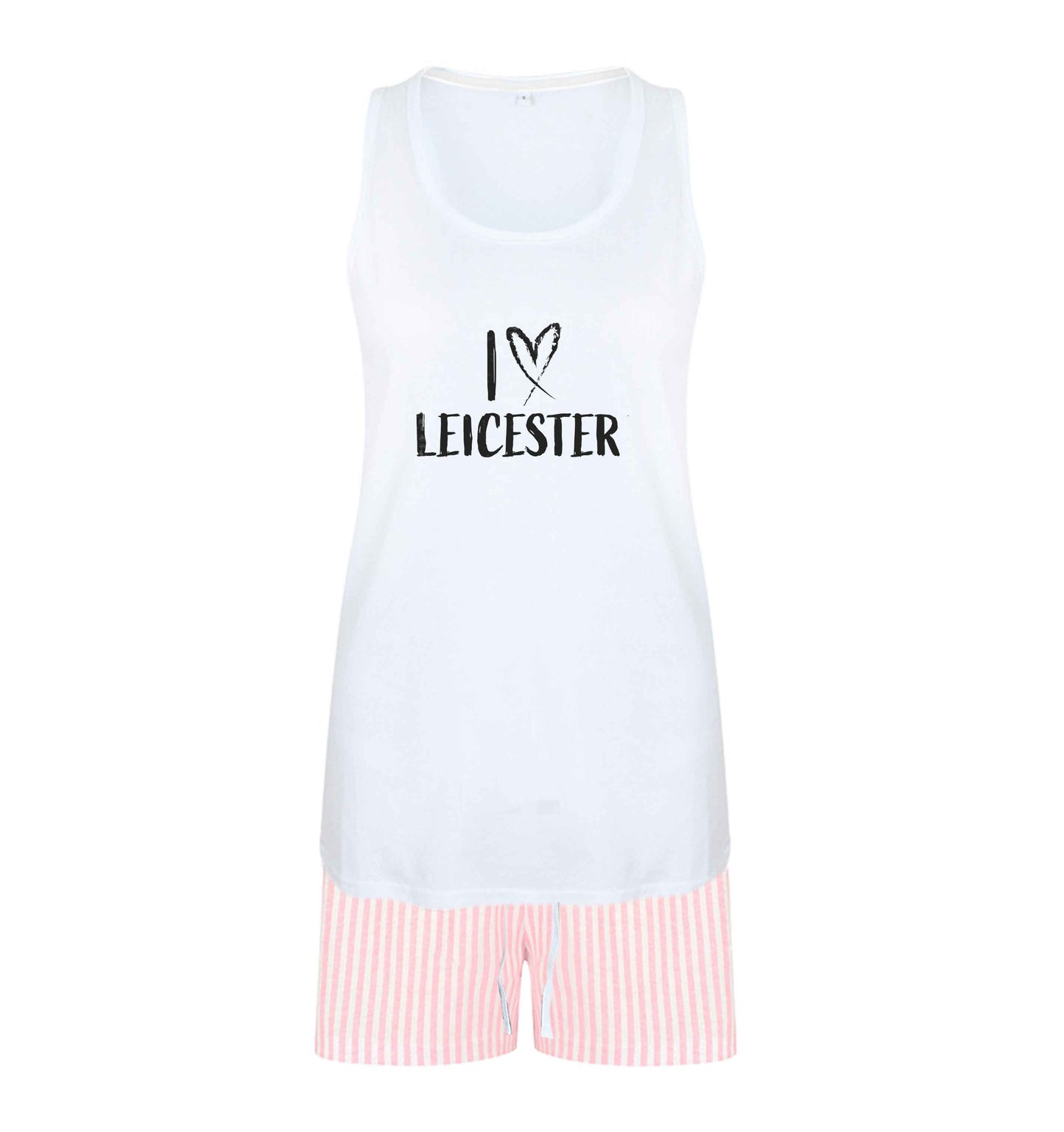 I love Leicester size XL women's pyjama shorts set in pink 