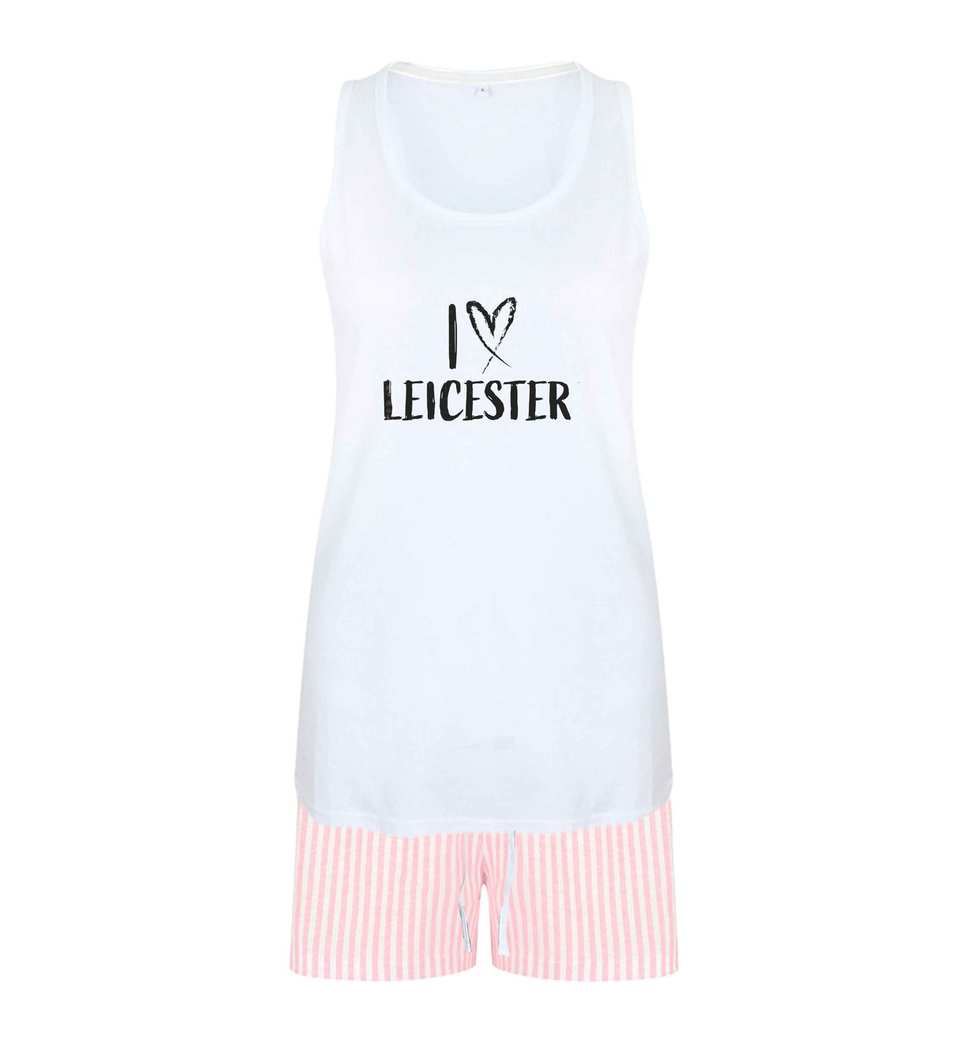 I love Leicester size XL women's pyjama shorts set in pink 