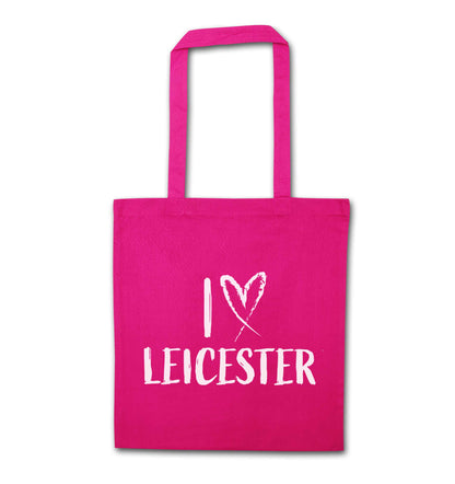 I love Leicester pink tote bag