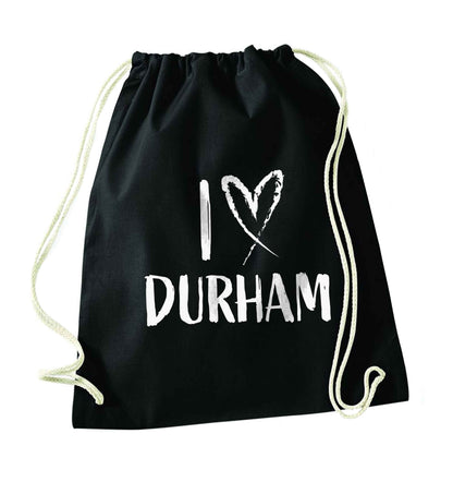 I love Durham black drawstring bag