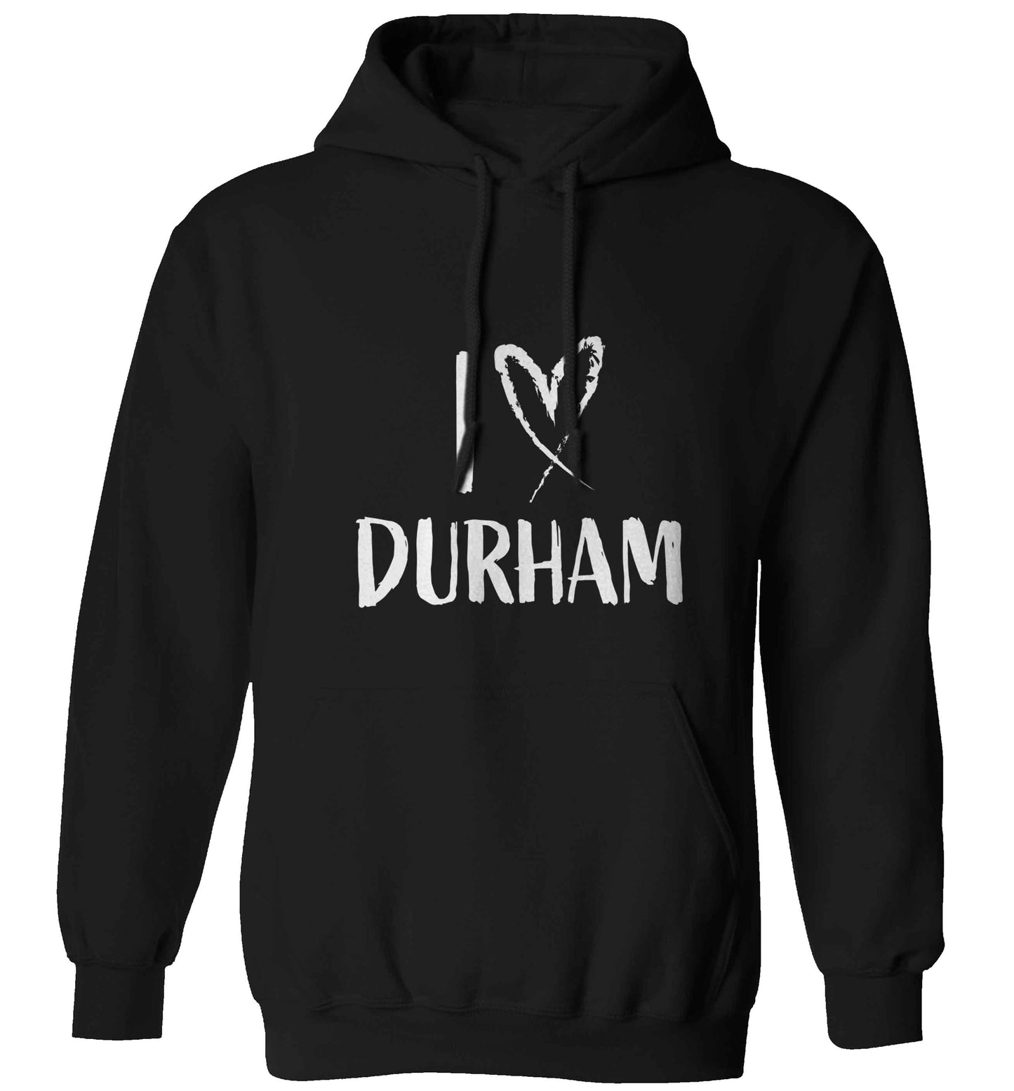 I love Durham adults unisex black hoodie 2XL