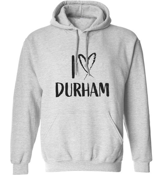 I love Durham adults unisex grey hoodie 2XL