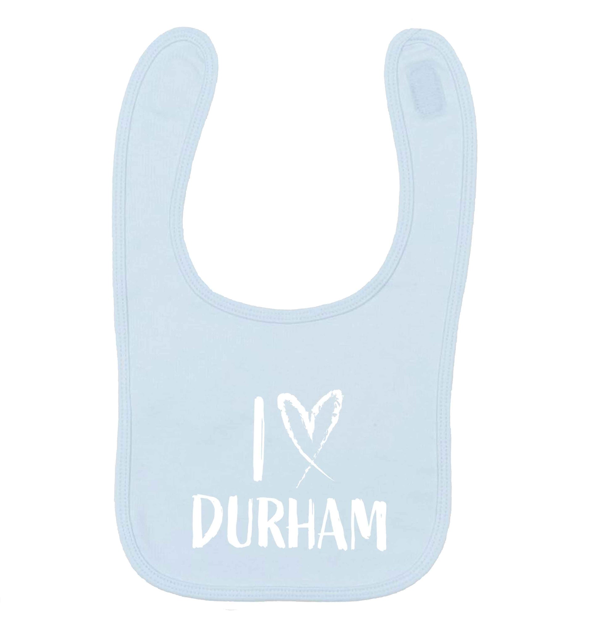 I love Durham pale blue baby bib