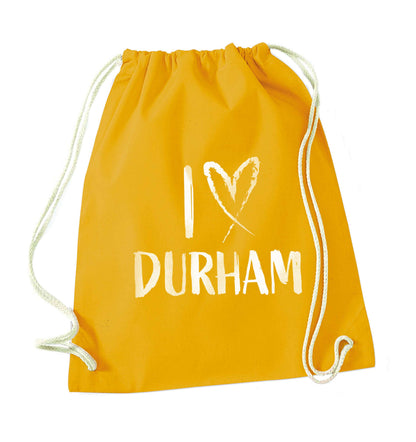 I love Durham mustard drawstring bag