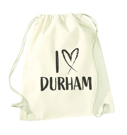 I love Durham natural drawstring bag