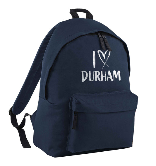I love Durham navy children's backpack
