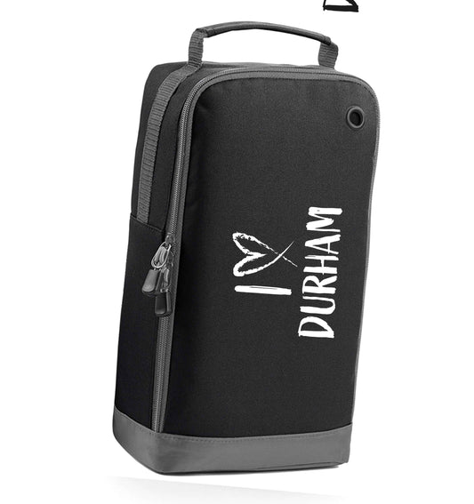 I love Durham black sports shoe bag horizontal print