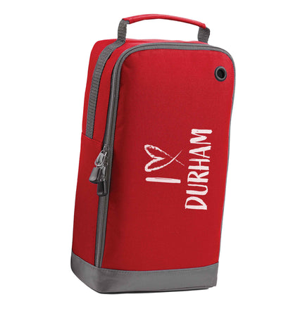 I love Durham red sports shoe bag horizontal print