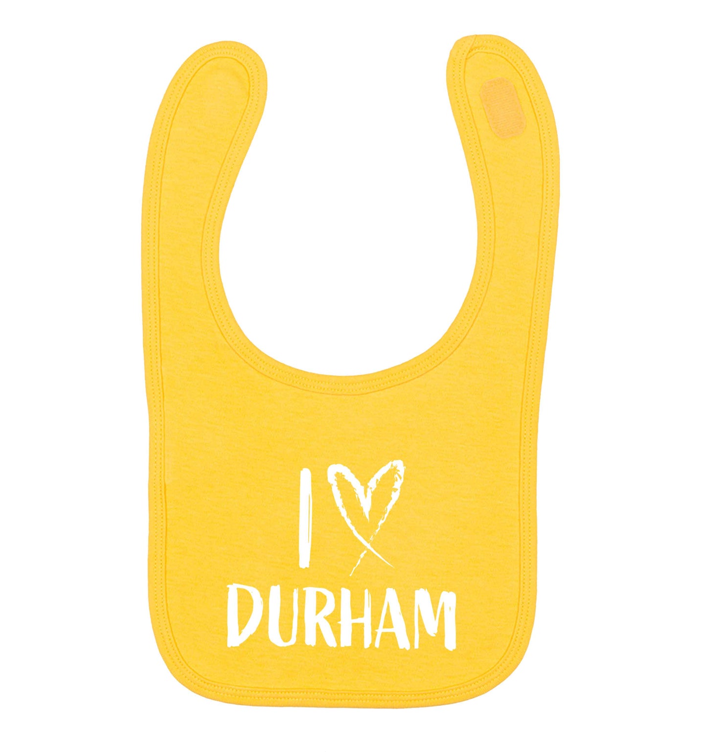 I love Durham yellow baby bib