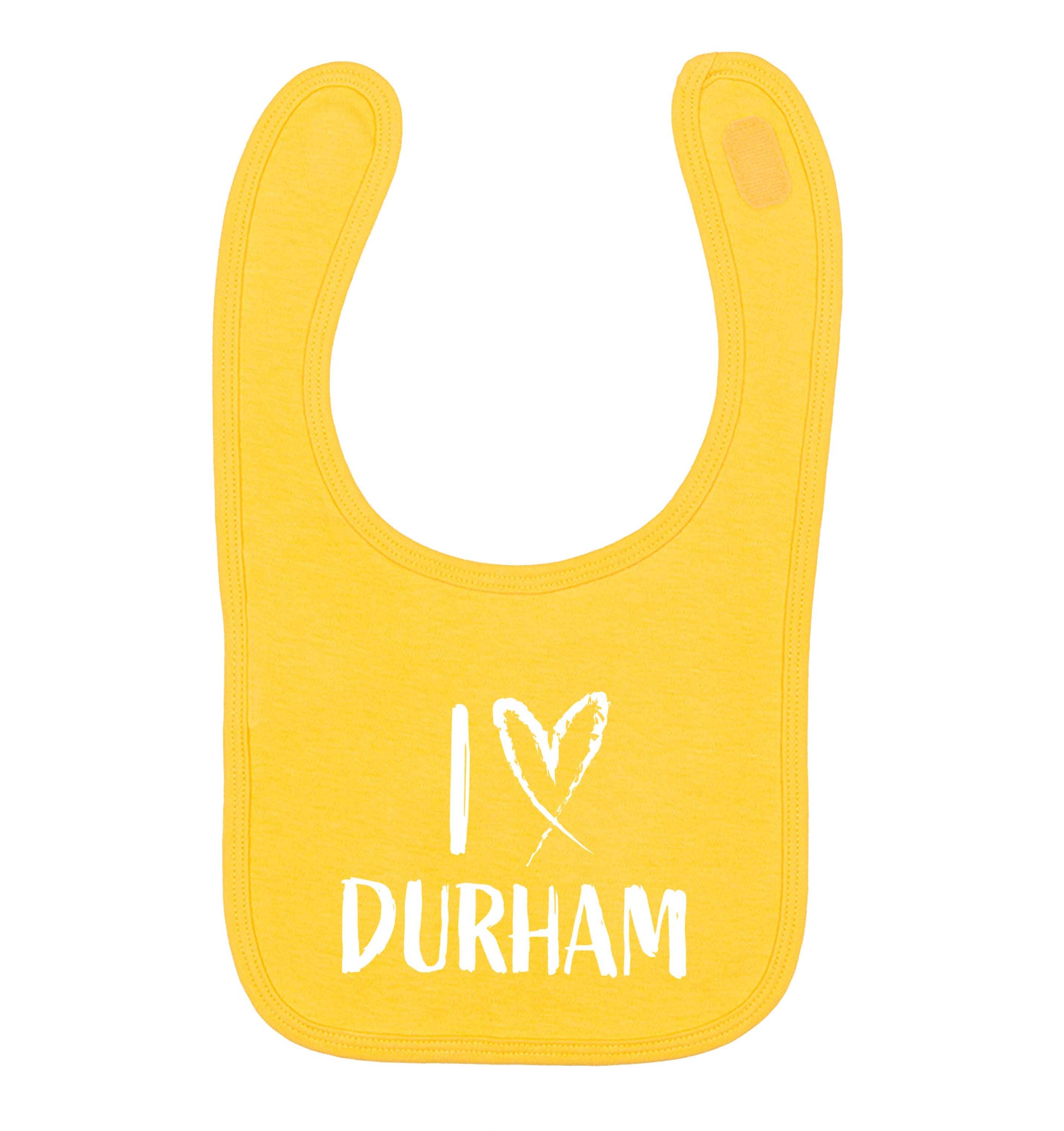 I love Durham yellow baby bib