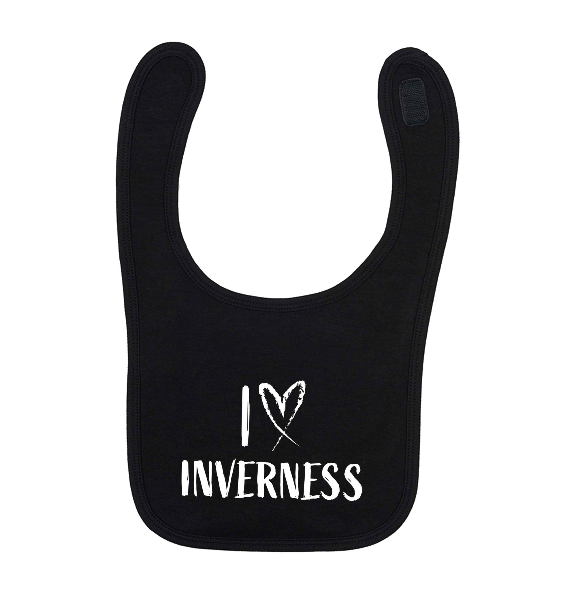 I love Inverness black baby bib