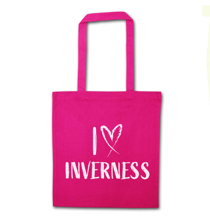 I love Inverness pink tote bag