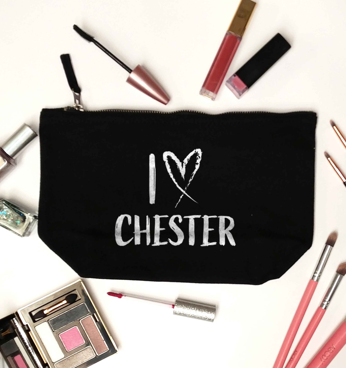 I love Chester black makeup bag