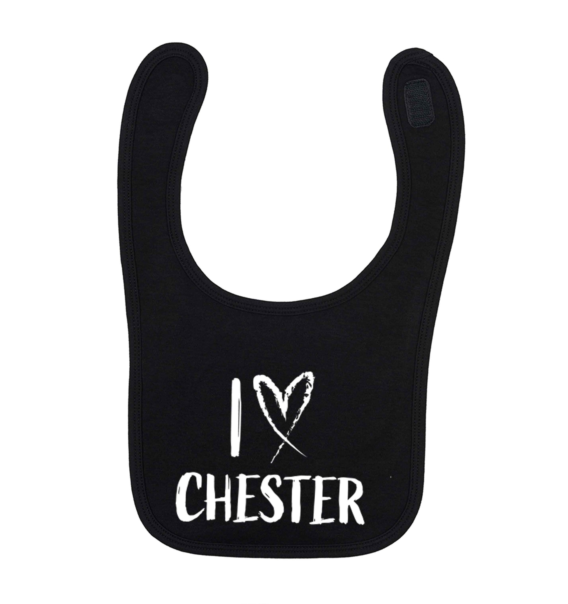 I love Chester black baby bib