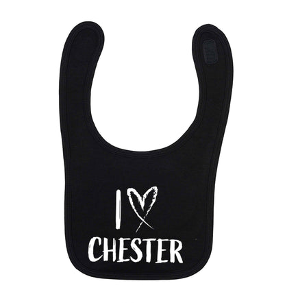 I love Chester black baby bib