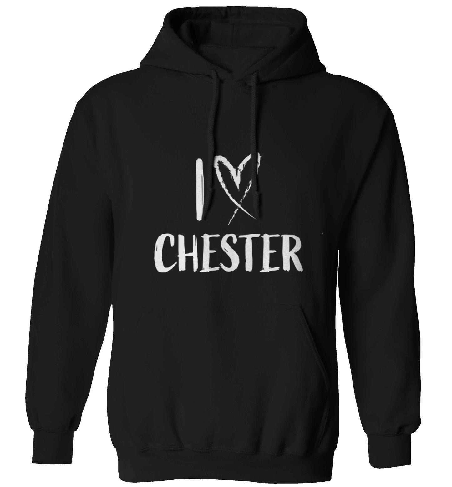 I love Chester adults unisex black hoodie 2XL
