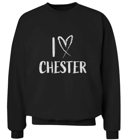 I love Chester adult's unisex black sweater 2XL