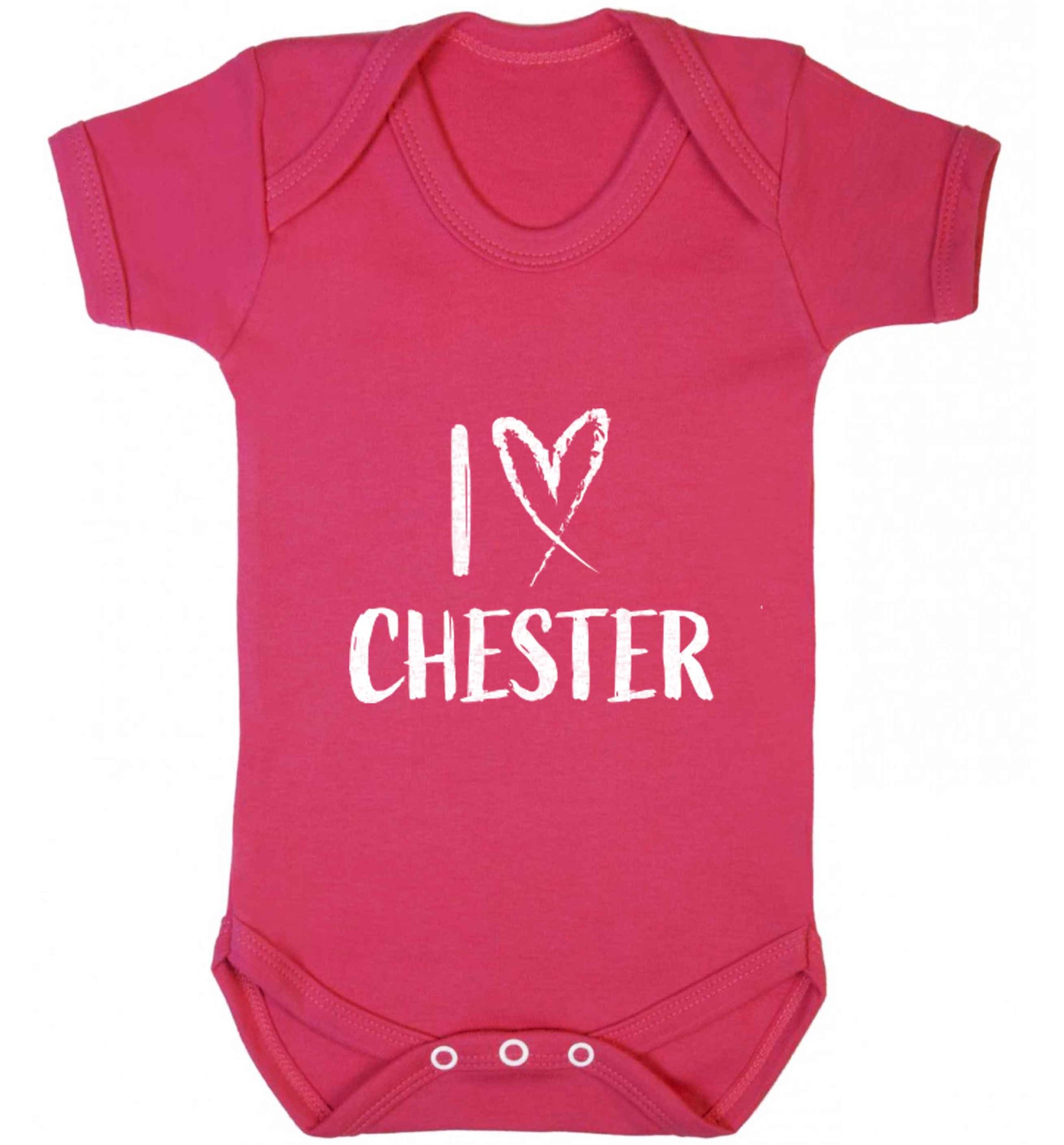 I love Chester baby vest dark pink 18-24 months