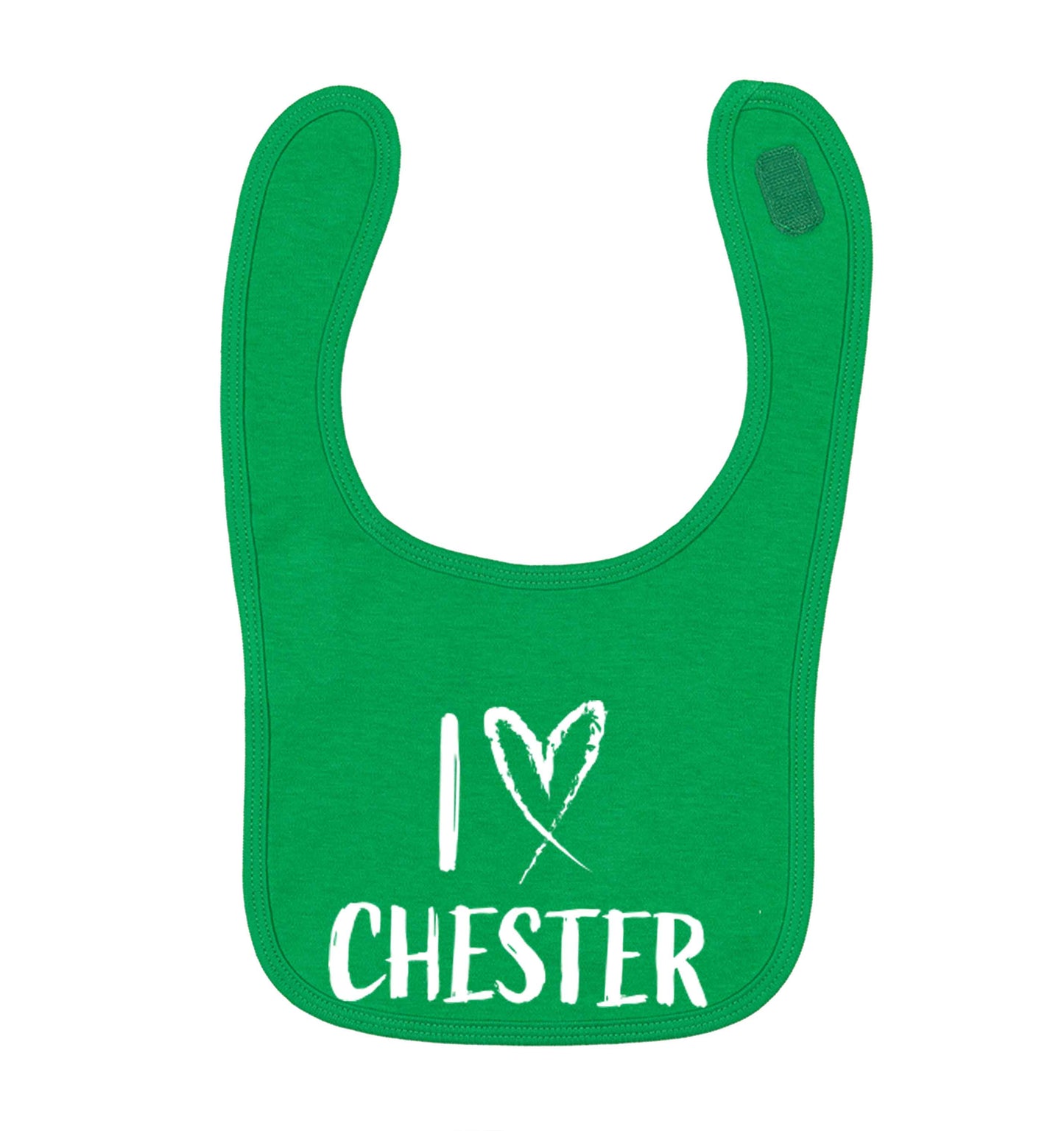 I love Chester green baby bib
