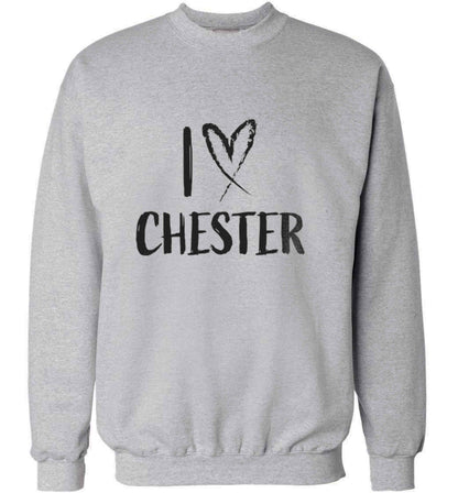 I love Chester adult's unisex grey sweater 2XL