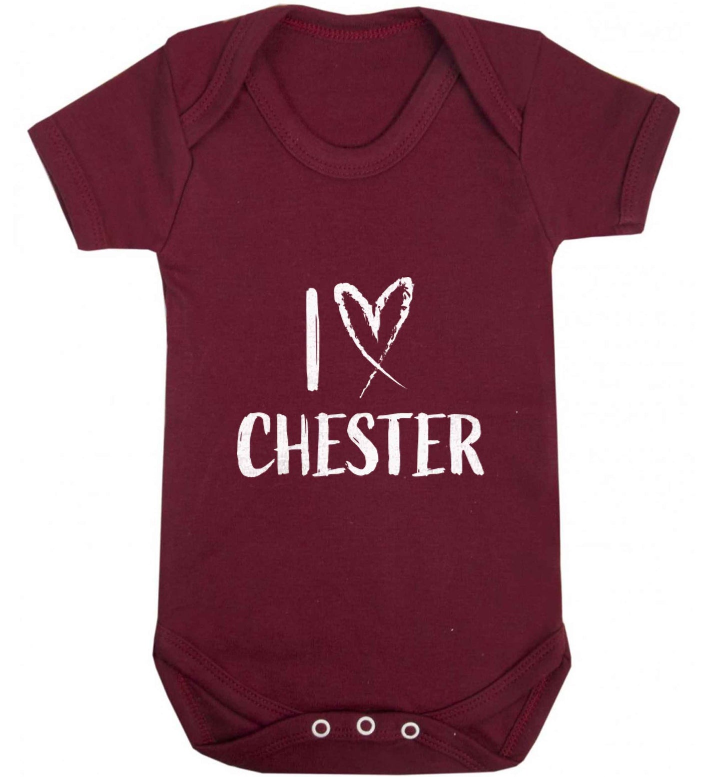 I love Chester baby vest maroon 18-24 months