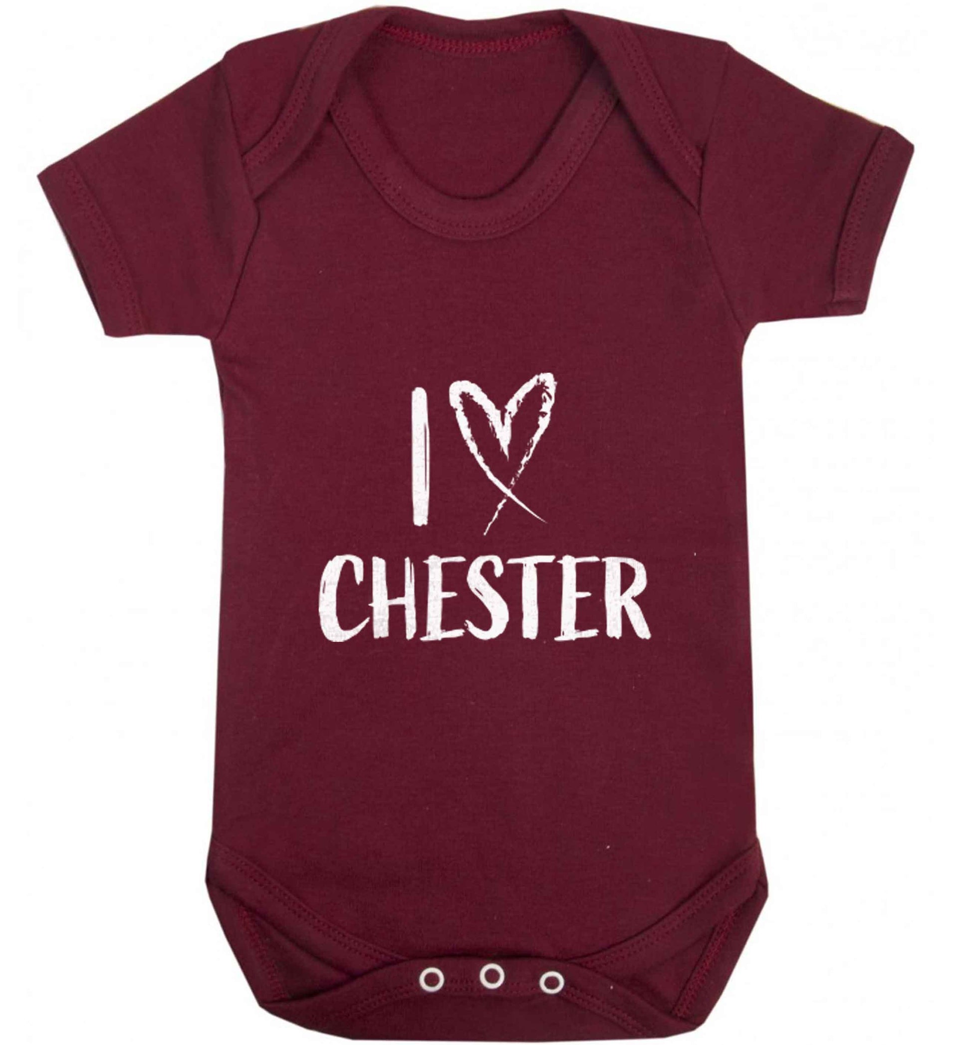 I love Chester baby vest maroon 18-24 months