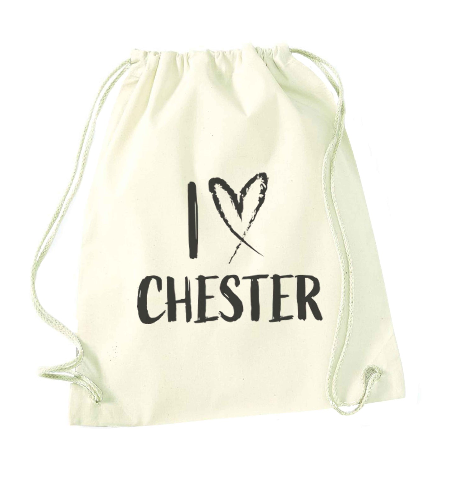 I love Chester natural drawstring bag