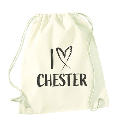 I love Chester natural drawstring bag