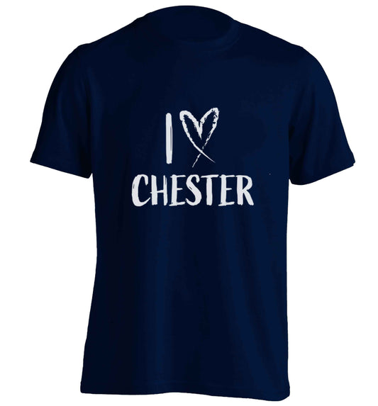 I love Chester adults unisex navy Tshirt 2XL