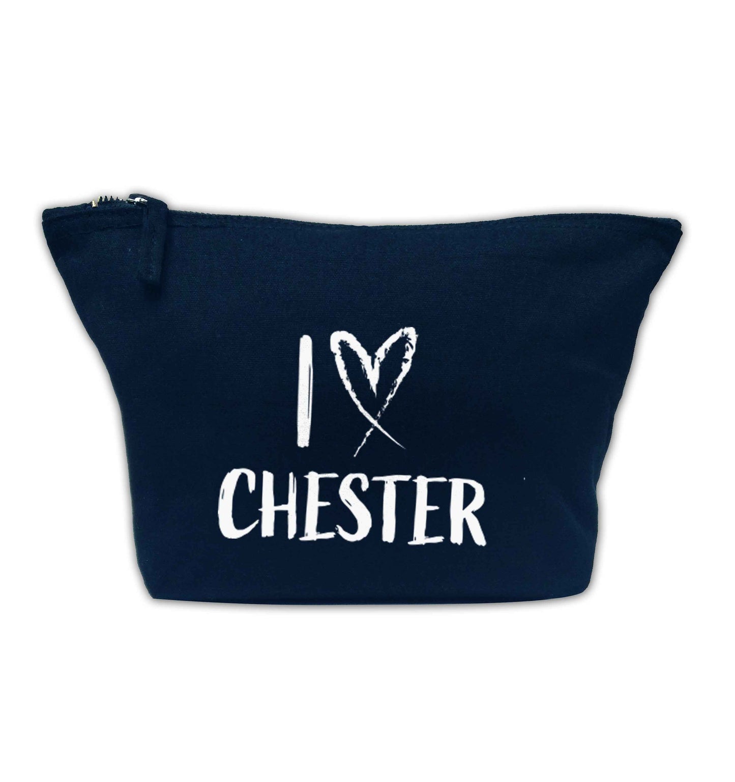 I love Chester navy makeup bag