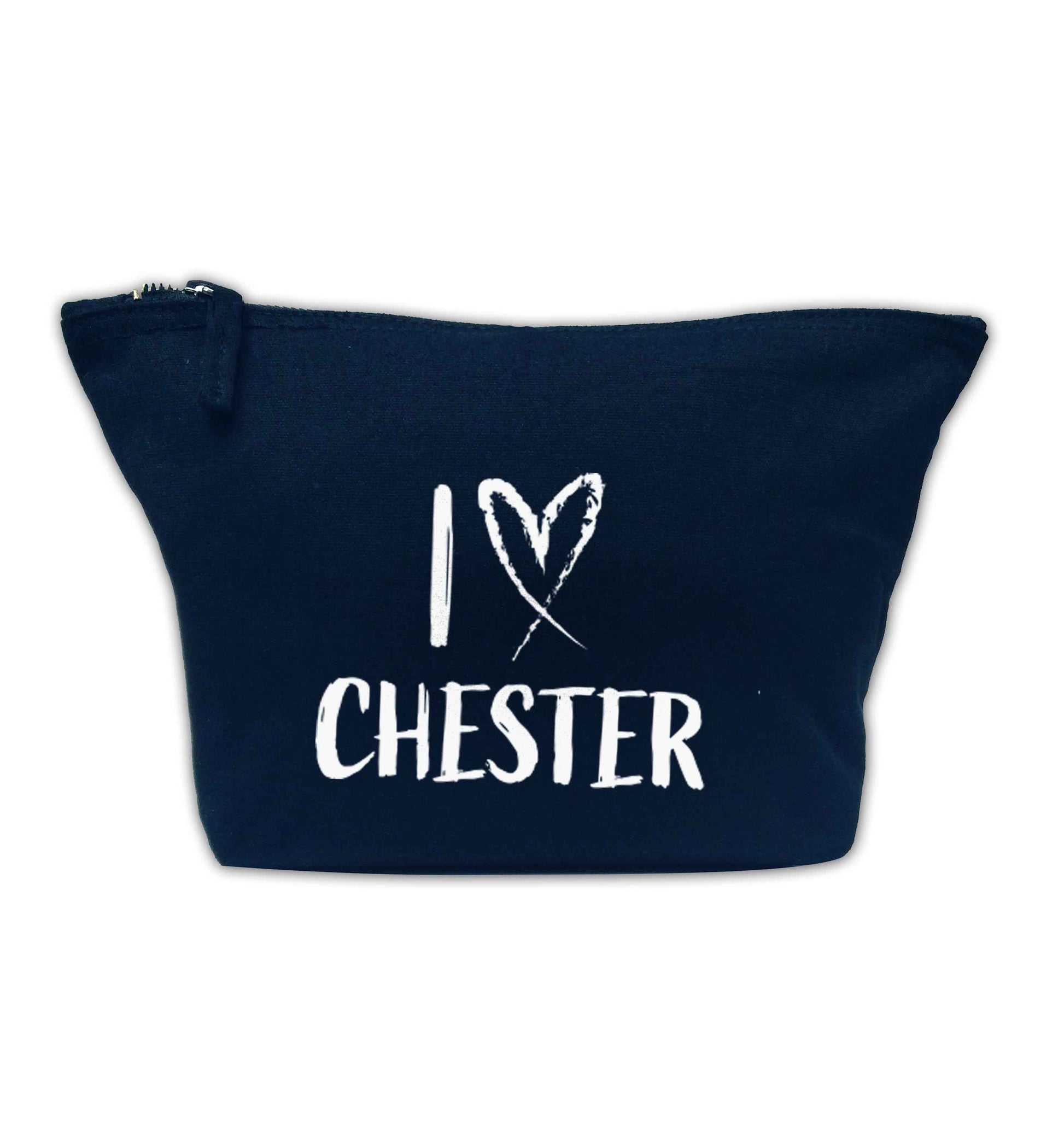 I love Chester navy makeup bag